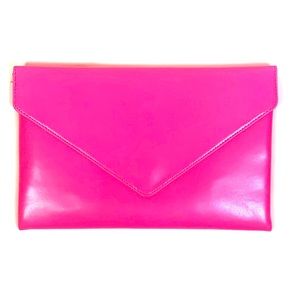 Julie Brown Envelope Clutch Handbag Hot Pink